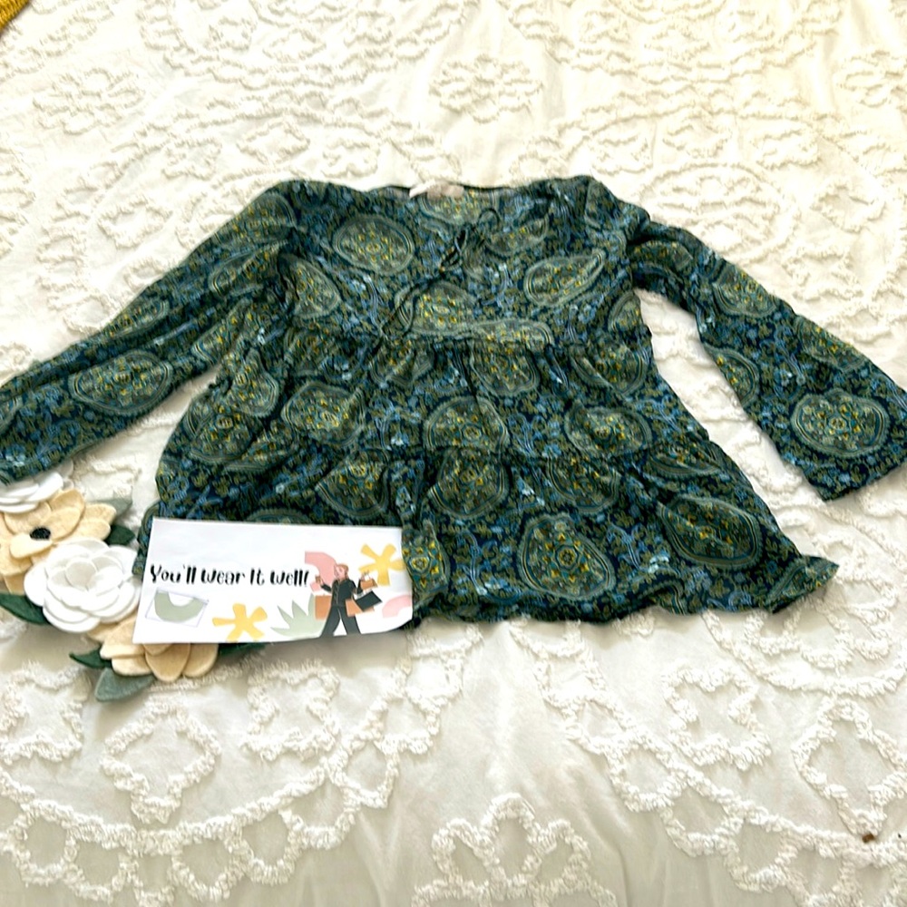 Blue and green boho blouse from Loft. Size XS